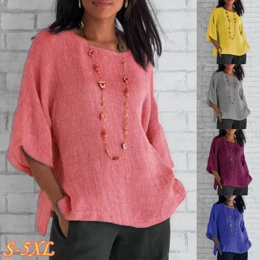 Spring 2024 fashion solid color cotton linen top