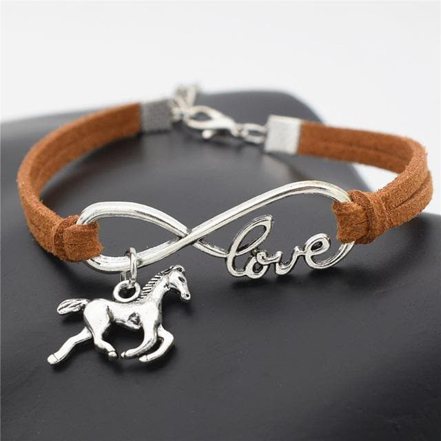 Splashbuy Bracelet - Horse Light brown Fashion Silver Love Horse Charm Infinity Bracelet 2568649-light-brown