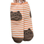 Splashbuy Footwear - Printed Socks Orange Women Girls Stripe Cute Cat Cotton Soft Pattern Crew Socks 64651-e