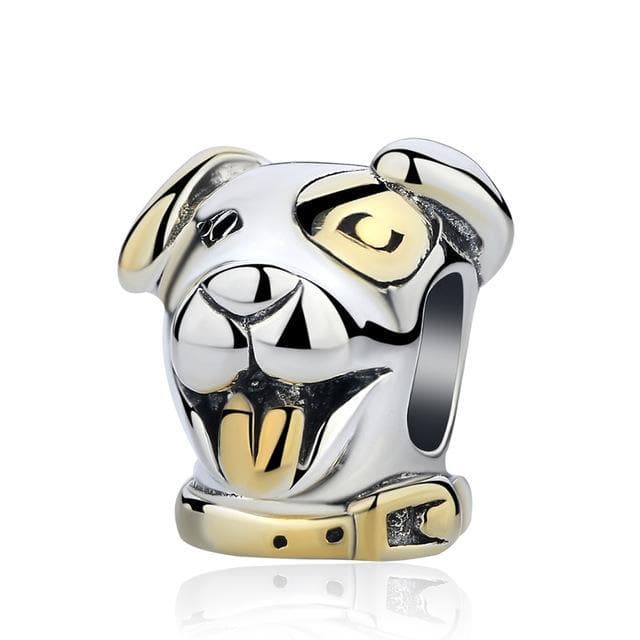 Splashbuy Jewelry -Beads Devoted Dog Gold 925 Sterling Silver I Love My Pet Dog Bead Charm for Bracelets 7861730-devoted-dog-gold