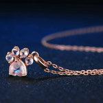 Splashbuy Necklace - Cat Rose Quartz 925 Sterling Silver Cat Paw Pendant Necklace 7189030