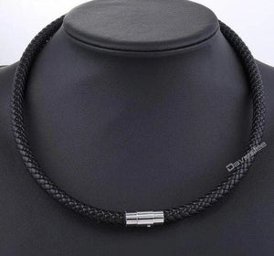 SPLASHBUY Necklace - Leather 8mm Black / 16inch 40cm Braided Leather Necklace for Men 4575179-8mm-black-16inch-40cm