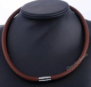 SPLASHBUY Necklace - Leather 8mm Brown / 16inch 40cm Braided Leather Necklace for Men 4575179-8mm-brown-16inch-40cm