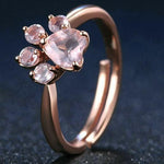 Splashbuy Ring - Cat Adjustable Rose Quartz 925 Sterling Silver Cat Paw Ring 756756056517 8024585-resizable-pink